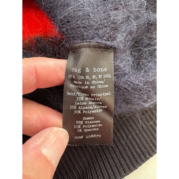 Rag & Bone New York Mohair Alpaca Striped Pullover Sweater, Women's Sz Small - Picture 5 of 7